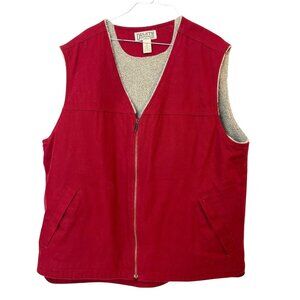 Duluth XL Vest Cotton Lined Burgundy Inside Pockets Zip Fishing Outdoors Hunting